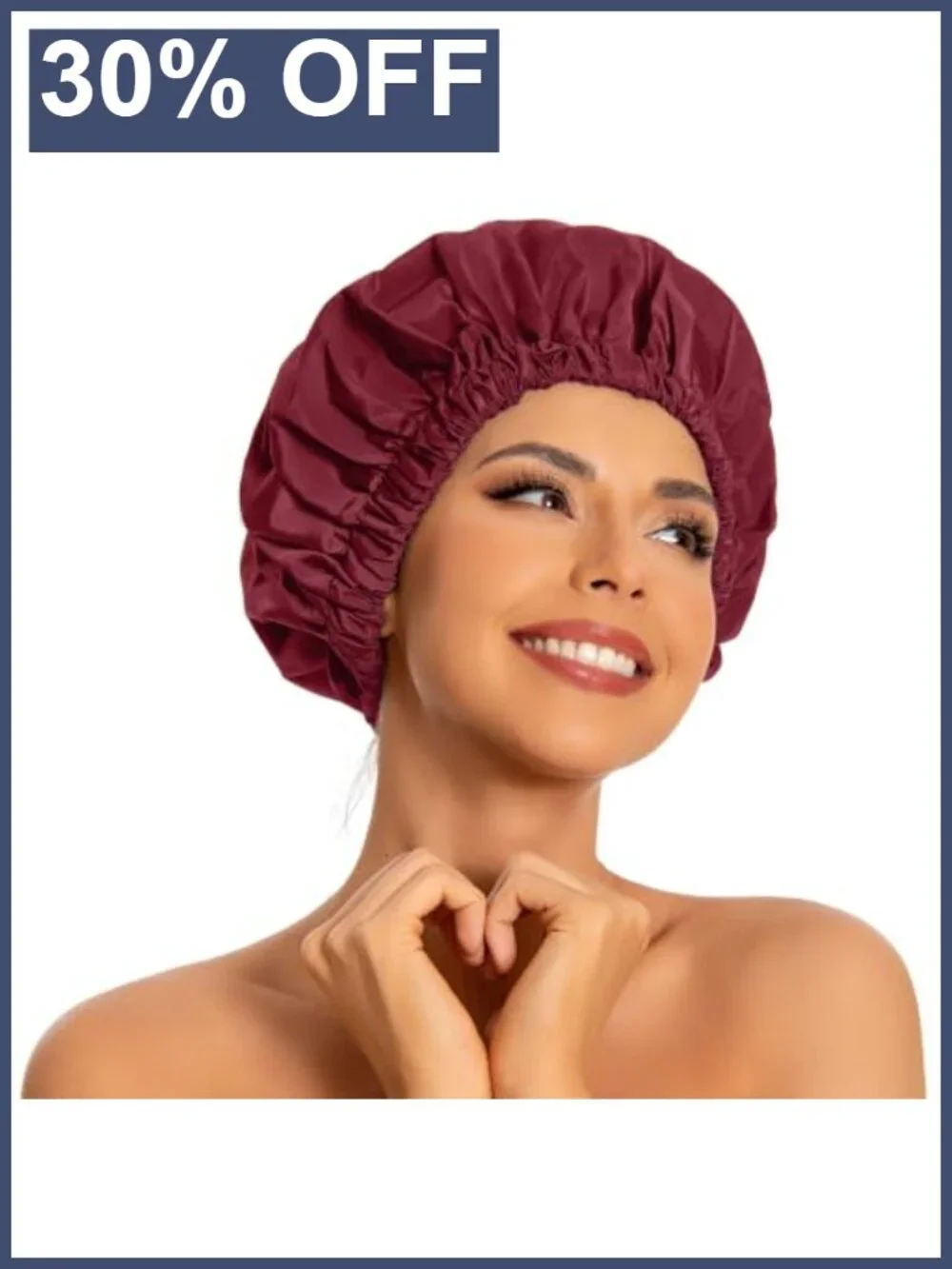 Reusable Waterproof Shower Cap for Women, Large Elastic Stretch for Long Thick